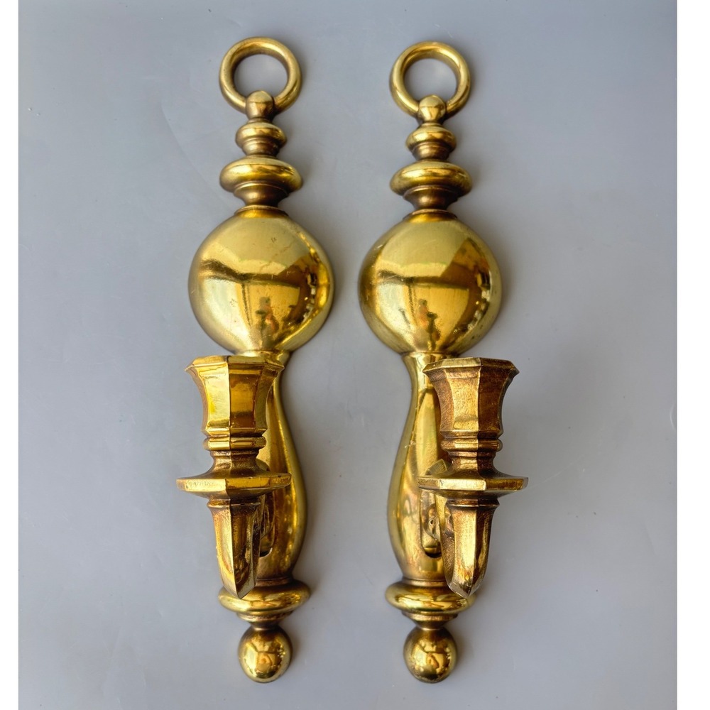 Vtg Homco Gold Wall Sconces Pair 4189 Hollywood MCM 1977‎ Made in USA 15 inch